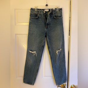 Zara straight leg jeans with two intentional rips